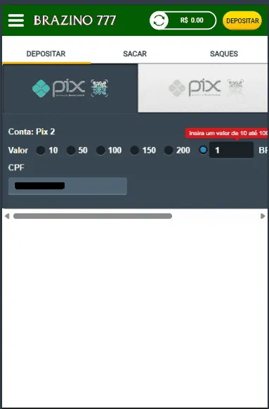 depósito mínimo 10 centavos: como depositar na plataforma de 0 10 centavos da brazino agora