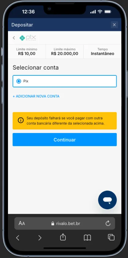 Pagamento App Rivalo Pix