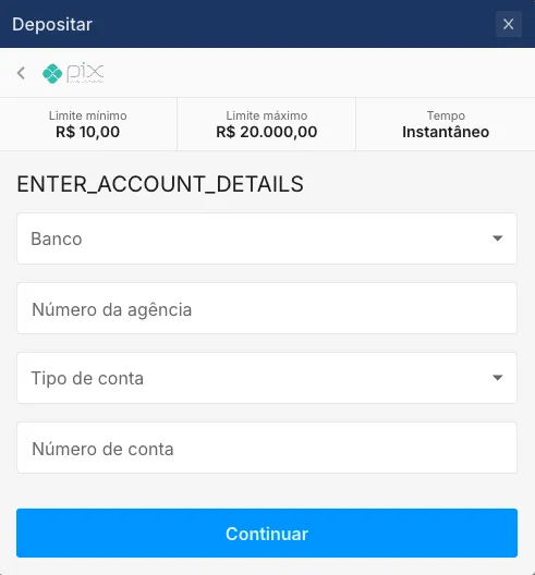 Faça seu depósito na Rivelo imediato via pix