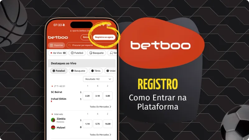 Betboo Login: tela de celular com osite de apostas da Betboo