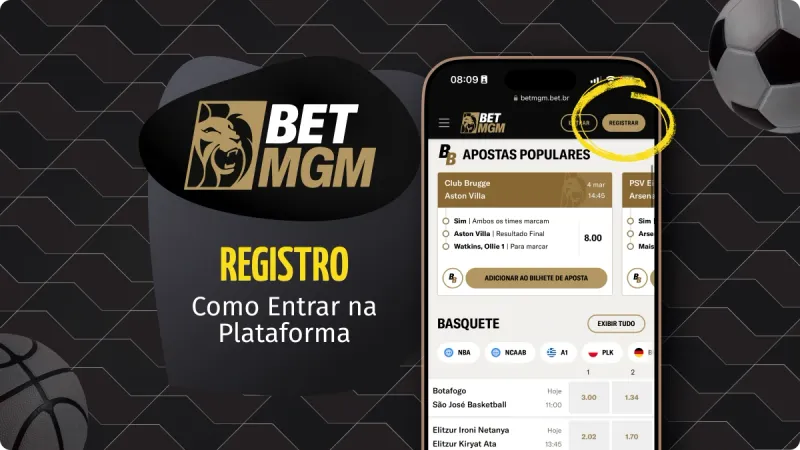BetMGM entrar: tela de um celular com a página inicial da casa de apostas BetMGM