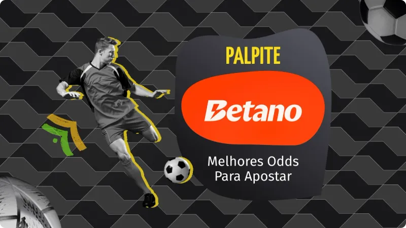 Palpite Betano: homem chutando com uma bola de futebol no canto esquerdo, com duas setas amarela e verde, com um fundo escuro preto e cinza, e uma bola de futebol ao lado direito