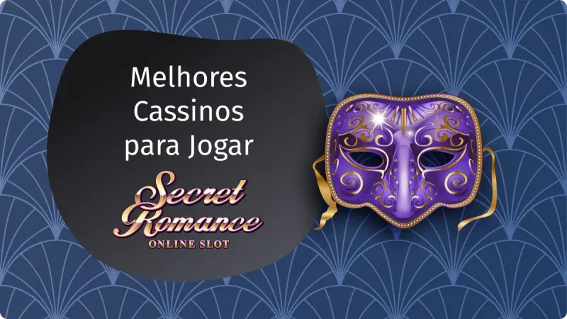 Secret Romance cassino: máscara com tom de luxo, na cor roxa, com o fundo escuro e detalhes em azul mais claro