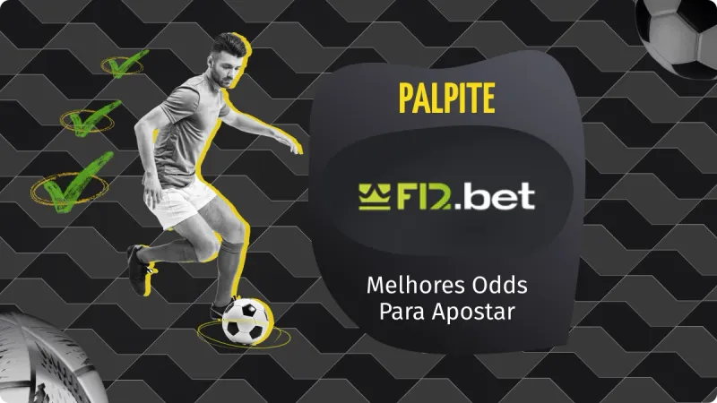Palpite F12.Bet: homem com uma bola de futebol nos pés enquanto olha para o lado, algumas setas verdes ao lado do homem e uma bola de futebol no canto direito acima, com um fundo preto e cinza