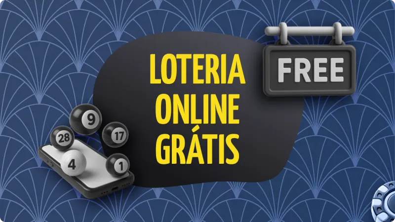 Loteria Grátis Online: tela de celular com bolas pretas e brancas e alguns números do lado esquerdo da imagem, um quadro com a palavra "free" na direita, com fichas s de cassino no lado direito e um fundo azul escuro com detalhes mais claros