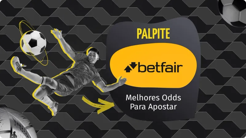 Palpite Betboo: homem com bola de futebol chutando com as pernas para cima, com flecha amarela, com fundo escuro e detalhes mais claros