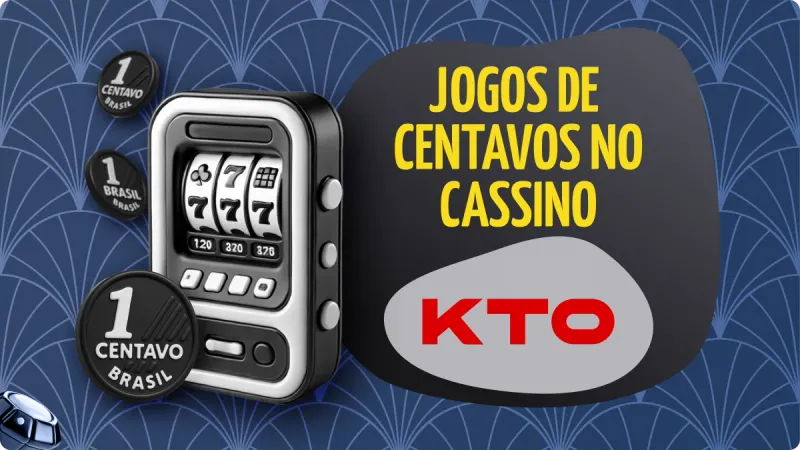 Slot 10 Centavos KTO: máquina de cassino com número 777, com moedas pretas e brancas de real brasileiros, com fundo azul escuro e detalhes mais claros
