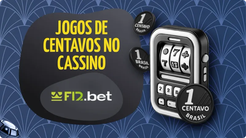 Slot de Centavos F12Bet: máquina de cassino com número 777, com moedas pretas e brancas de real brasileiros, com fundo azul escuro e detalhes mais claros