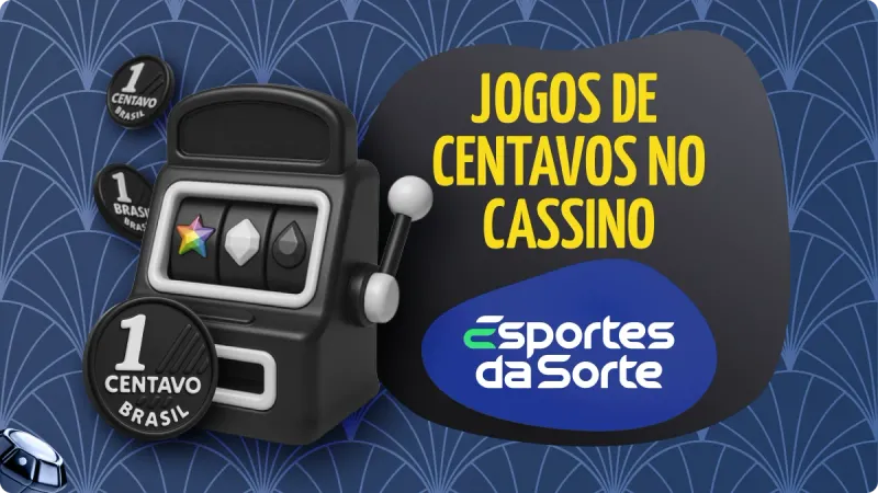 Slot de Centavos Esportes da Sorte: máquina de cassino com número 777, com moedas pretas e brancas de real brasileiros, com fundo azul escuro e detalhes mais claros