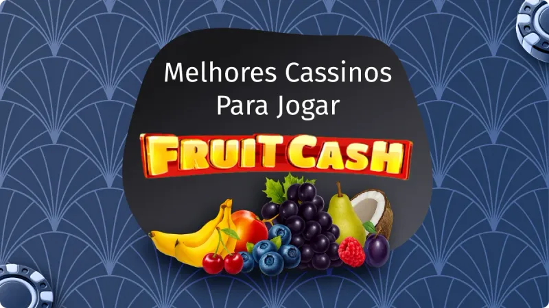 Jogo da Fruta: fundo azul escuro com detalhes em azul, uma ficha de cassino no lado esquerdo inferior e outra ficha no lado direito superior