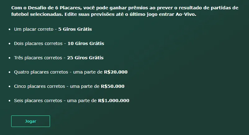 Placar Exato bet365: fundo verde, com letras brancas, com a descrição da oferta da bet365