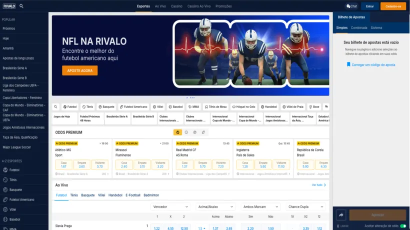 Entrar na Rivalo Apostas Esportivas e Cassino online