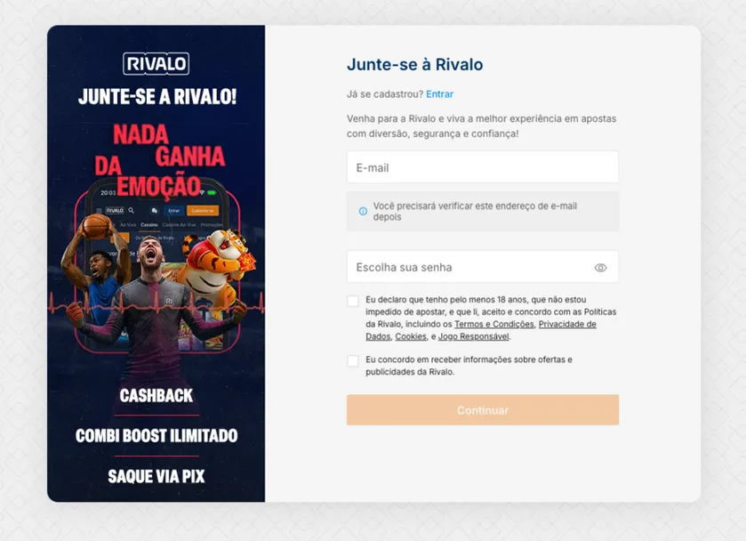 Faça o cadastro da Rivalo agora mesmo