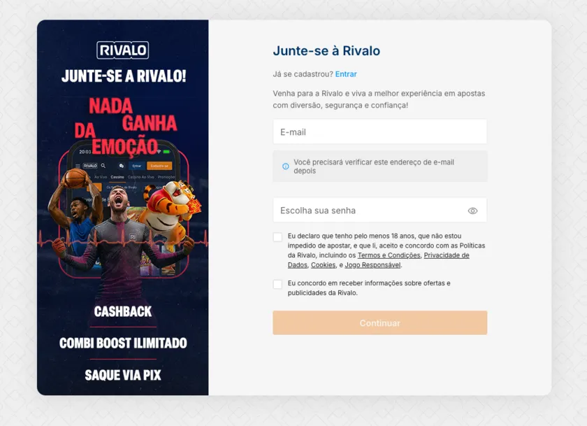 Faça o cadastro da Rivalo agora mesmo