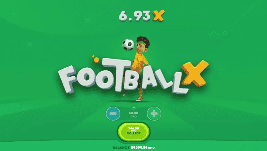 Slot Centavos EsportivaBet: fundo verde, com homem vestido de amarelo jogando futebol com faixa verde e multiplicador