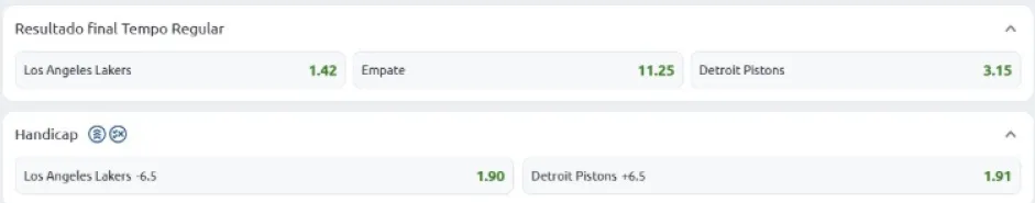 Handicap europeu: imagem com as opções de handicap europeu oferecidas pela plataforma betano