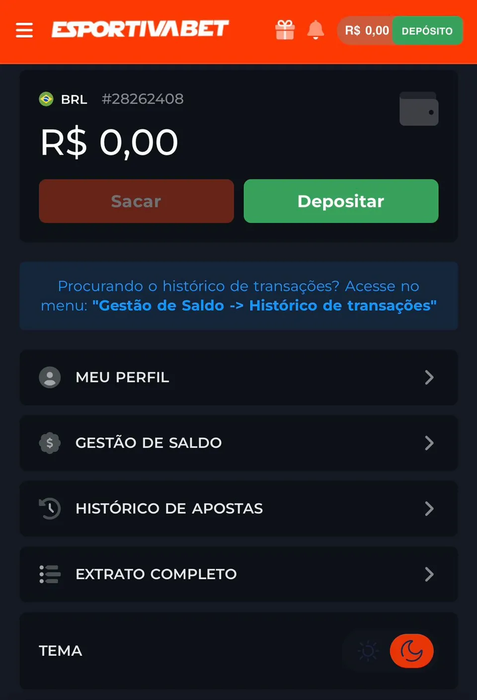 Aproveita o Deposito e saque na Esportiva Bet