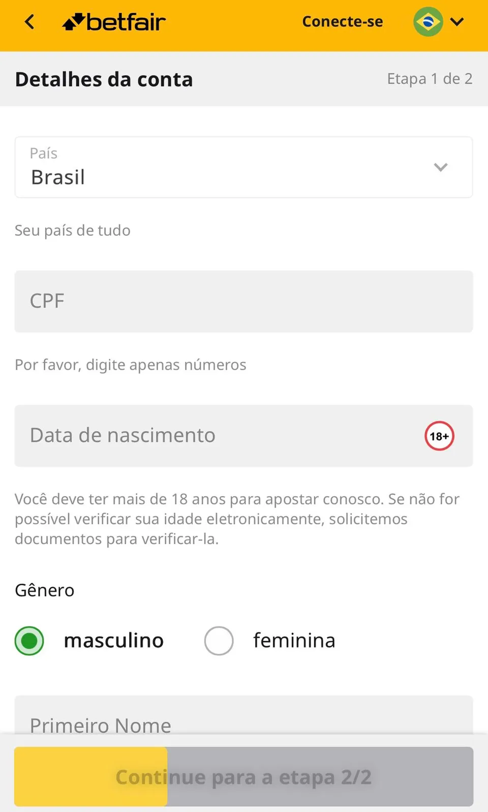Criar Conta Betfair