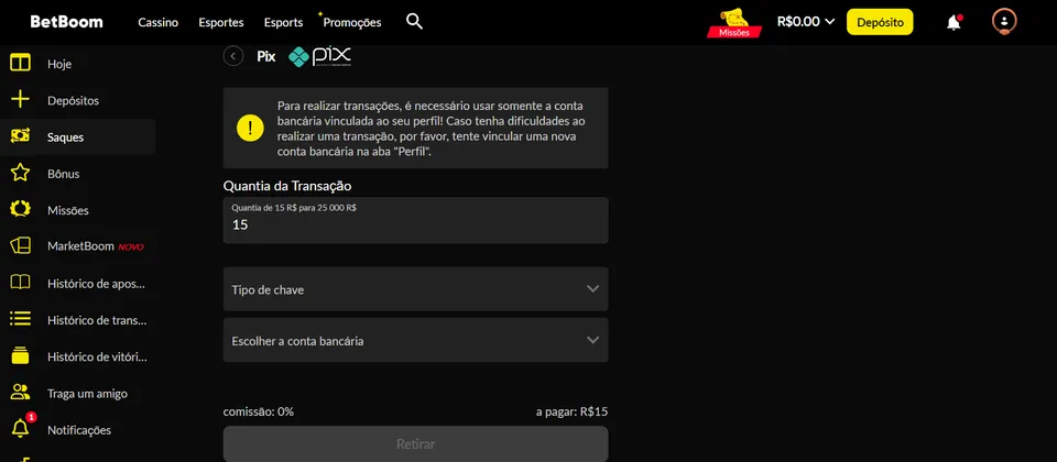 saque mínimo betboom