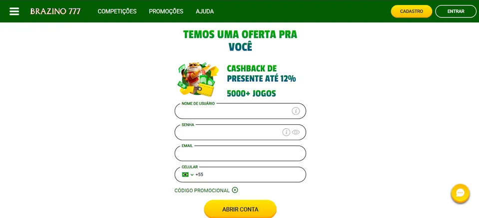 Criar Conta na Brazino