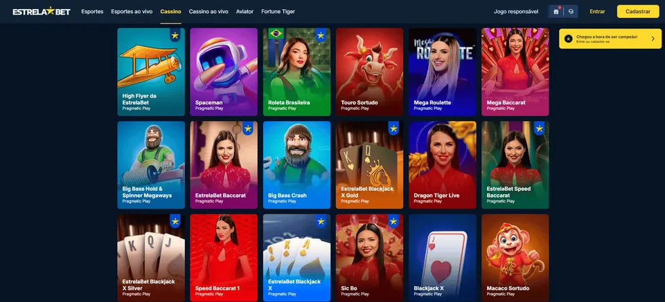 Pragmatic Play Slots: fundo escuro com as imagens de jogos de cassino da Estrelabet, no site de apostas EstrelaBet