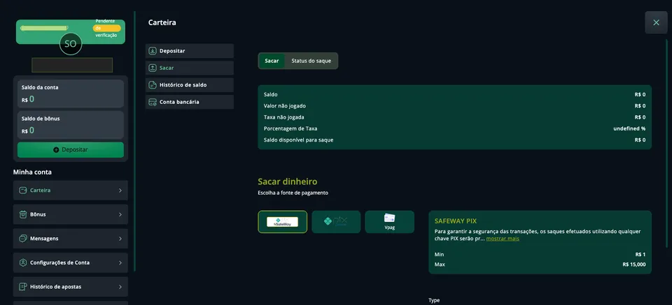Realizar saque no Segurobet Apostas Esportivas