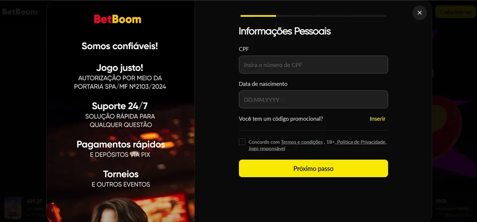 registro na casa de apostas betboom