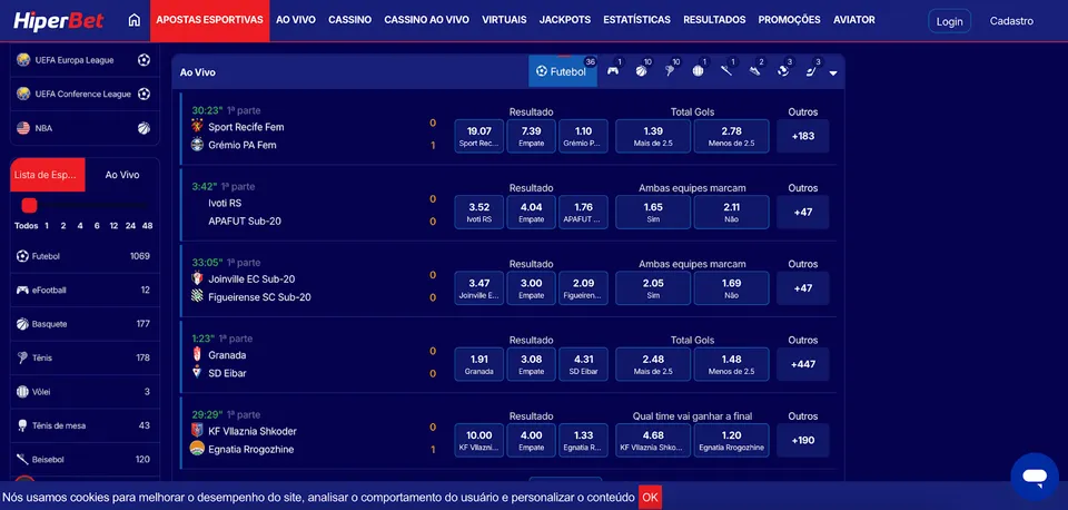 Hiperbet Brasil: tela de computador com as opções de apostas esportivas da casa de apostas