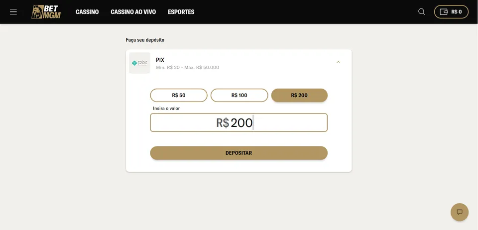 betmgm deposito minimo