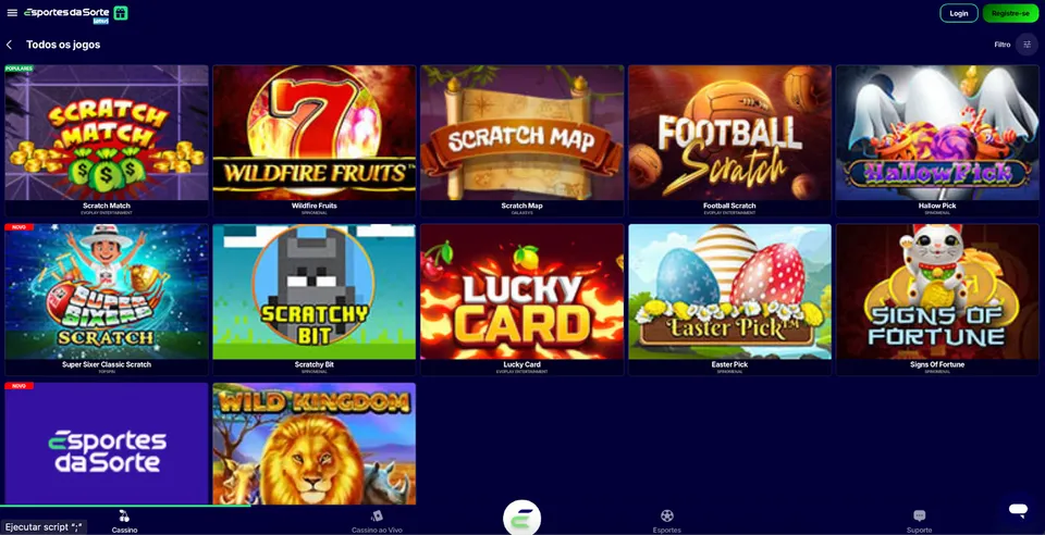 Página de Jogos de Cassino na Esportes da Sorte, imagem com vários slots, imagem colorida.