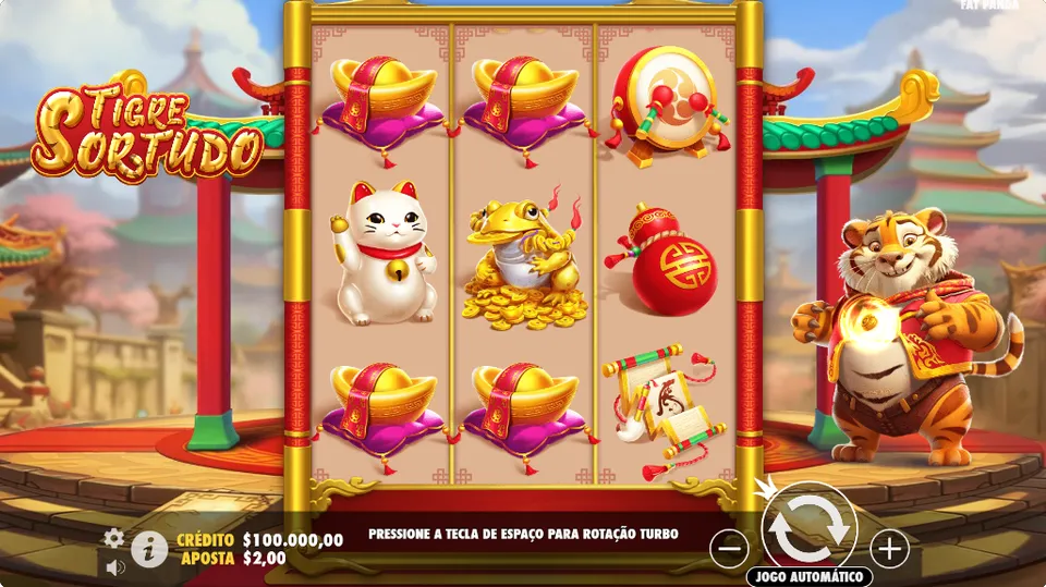 Jogo do Tigre bet365: fundo oriental, com elementos chinenes e tigre laranja no canto direito, com slot de cassino ao centro