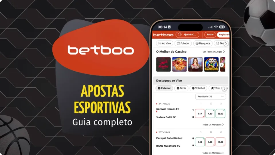 Descubra se a Betboo é confiável, veja os bônus, a variedade de esportes e muito mais. Imagem com um celular logado na conta Betboo nas cores laranja e branco.