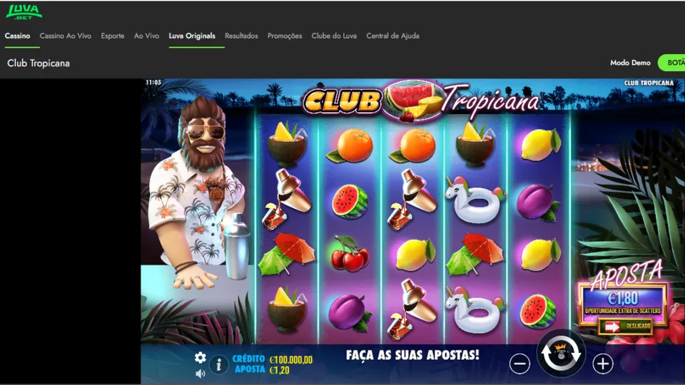 Club Tropicana: tela do jogo Club Tropicana demo na casa de apostas Luvabet