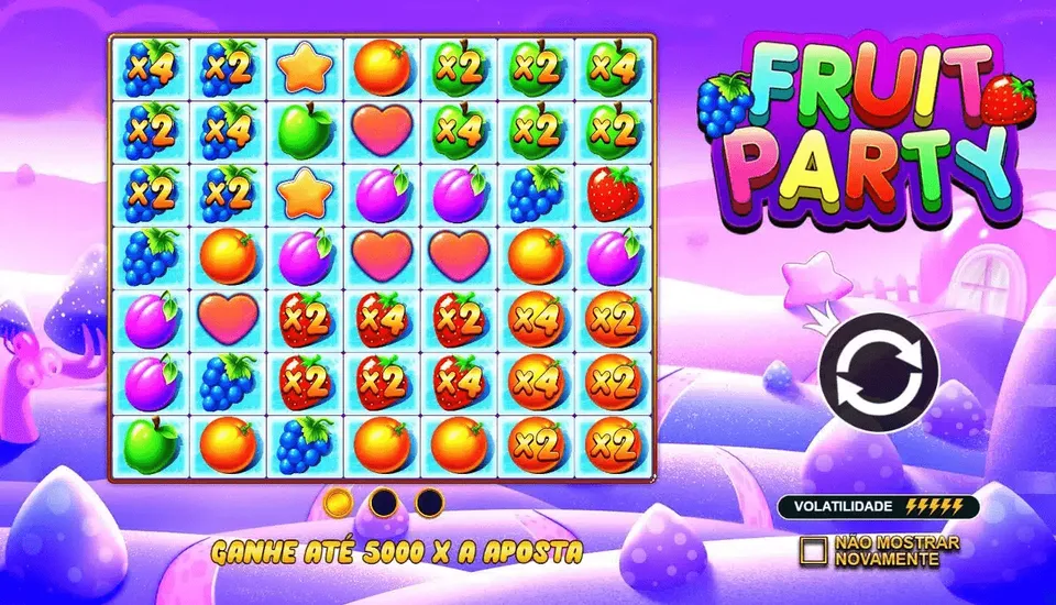 Slots que mais pagam Fruit Party: fundo colorido, com frutas e corações em jogo de cassino