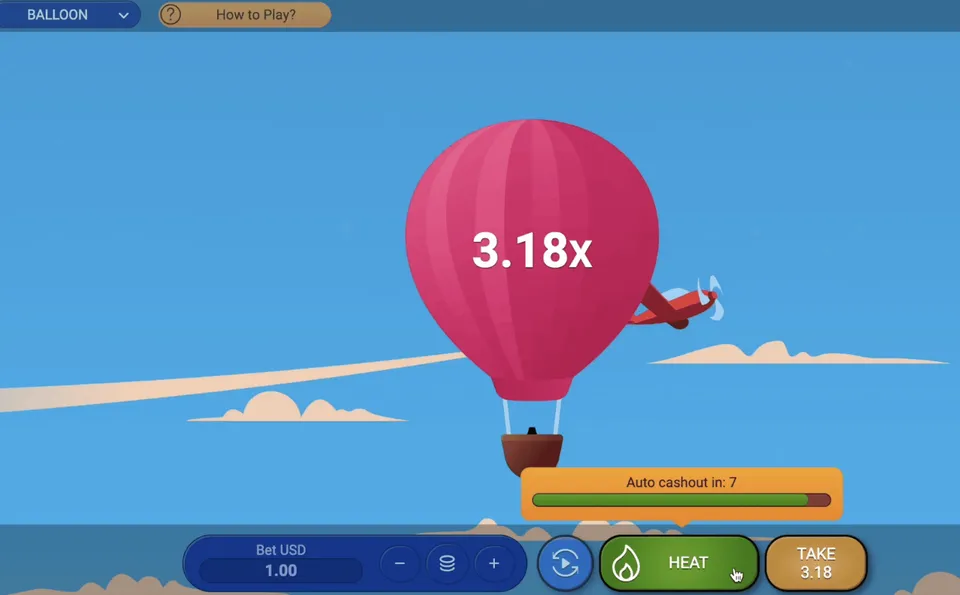 Slot 10 Centavos Betboo: fundo azul claro, com tema de céu, com balão vermelho e avião vermelho no centro da tela
