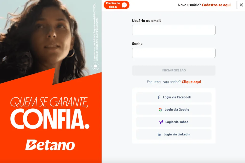 Betano entrar: tela de cadastro e acessar a conta da casa de apostas, com uma mulher ao lado esquerdo